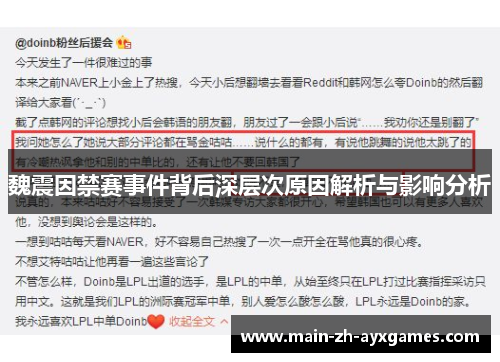 魏震因禁赛事件背后深层次原因解析与影响分析